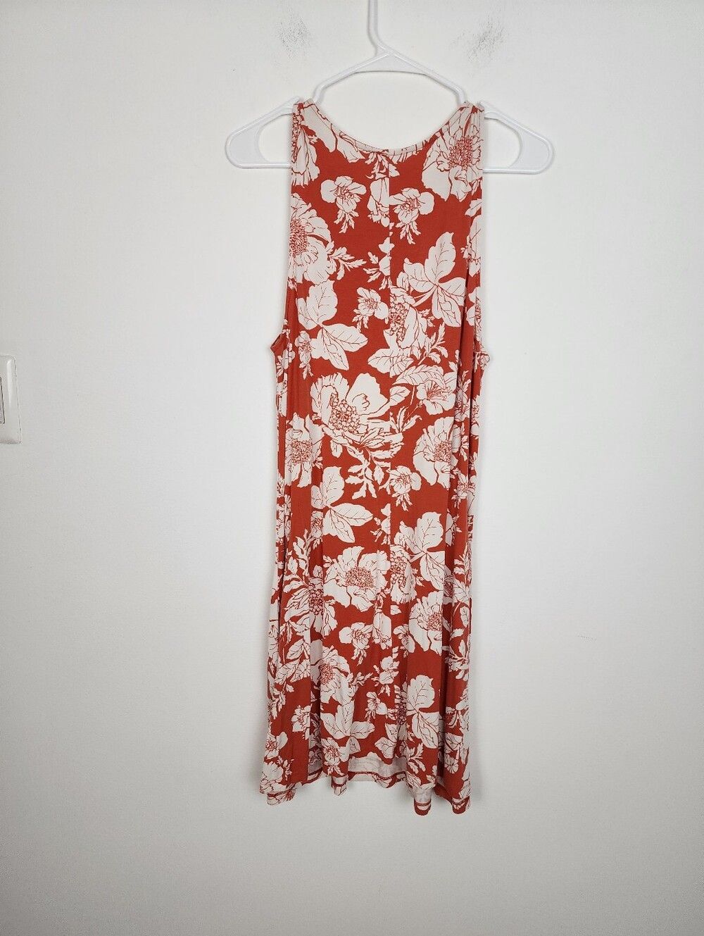 Old Navy Floral Rust-Orange Sleeveless Swing Dress M - Picture 6 of 10